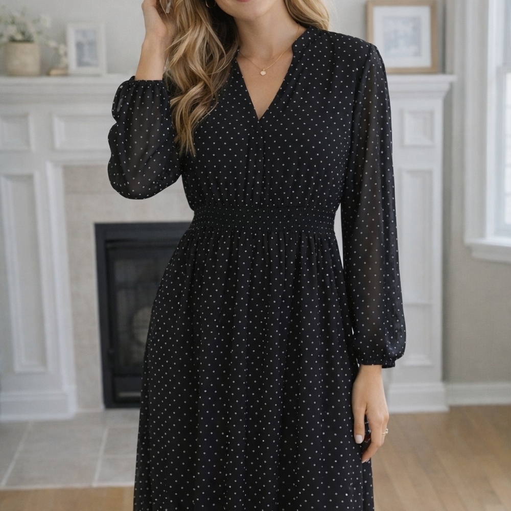 Vero Moda Black Long Sleeve Bishop Sundress